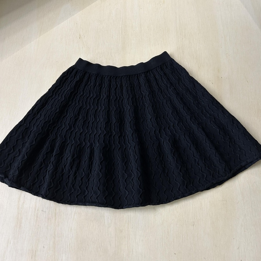 Willi Smith Skirt Womens Med Black Solid Knit Skater Short Elastic Waist Casual